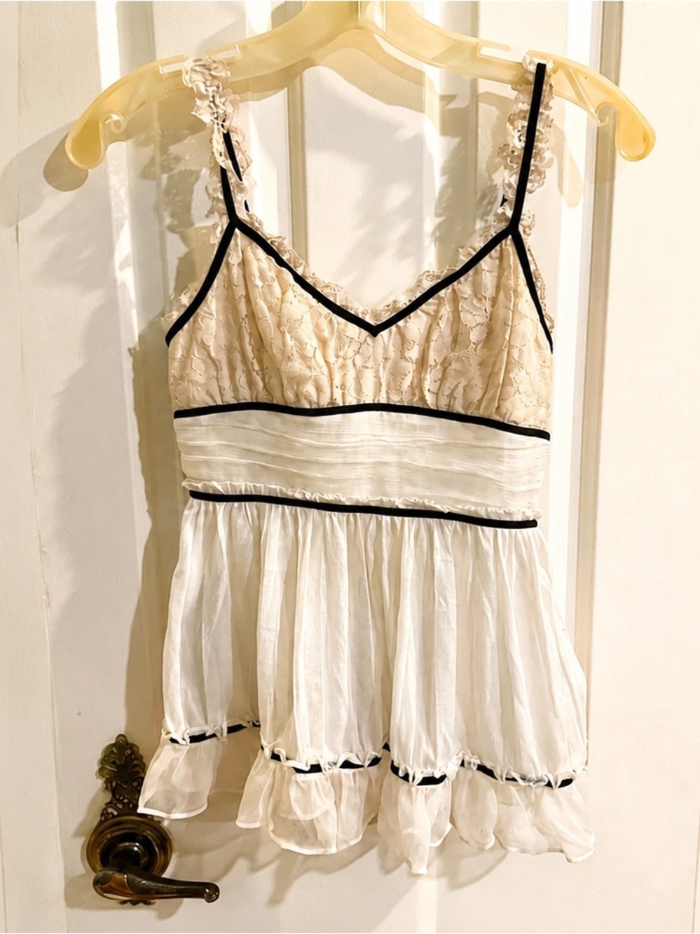 Moda International Vintage Ivory Lace Babydoll Cami Top | Y2K